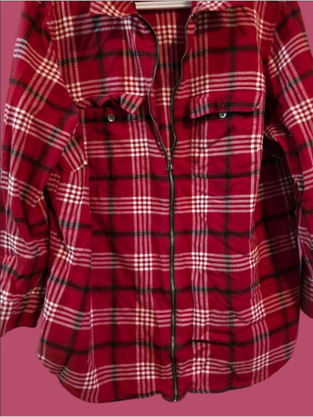 4/$67 Deal! Chaps Red Plaid Zip-Front Jacket